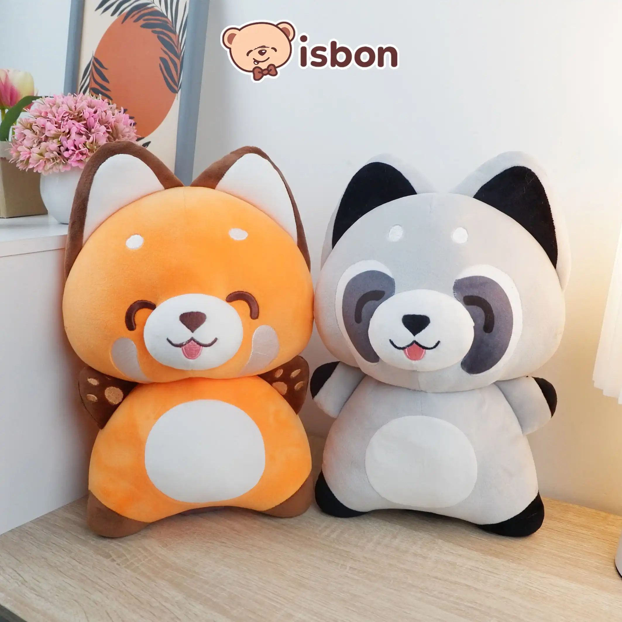 ISTANA BONEKA Rakun Stripes Panda Duo Lucu Mainan Anak Hadiah Ulang Tahun Cowok Cewek Racoon Premium