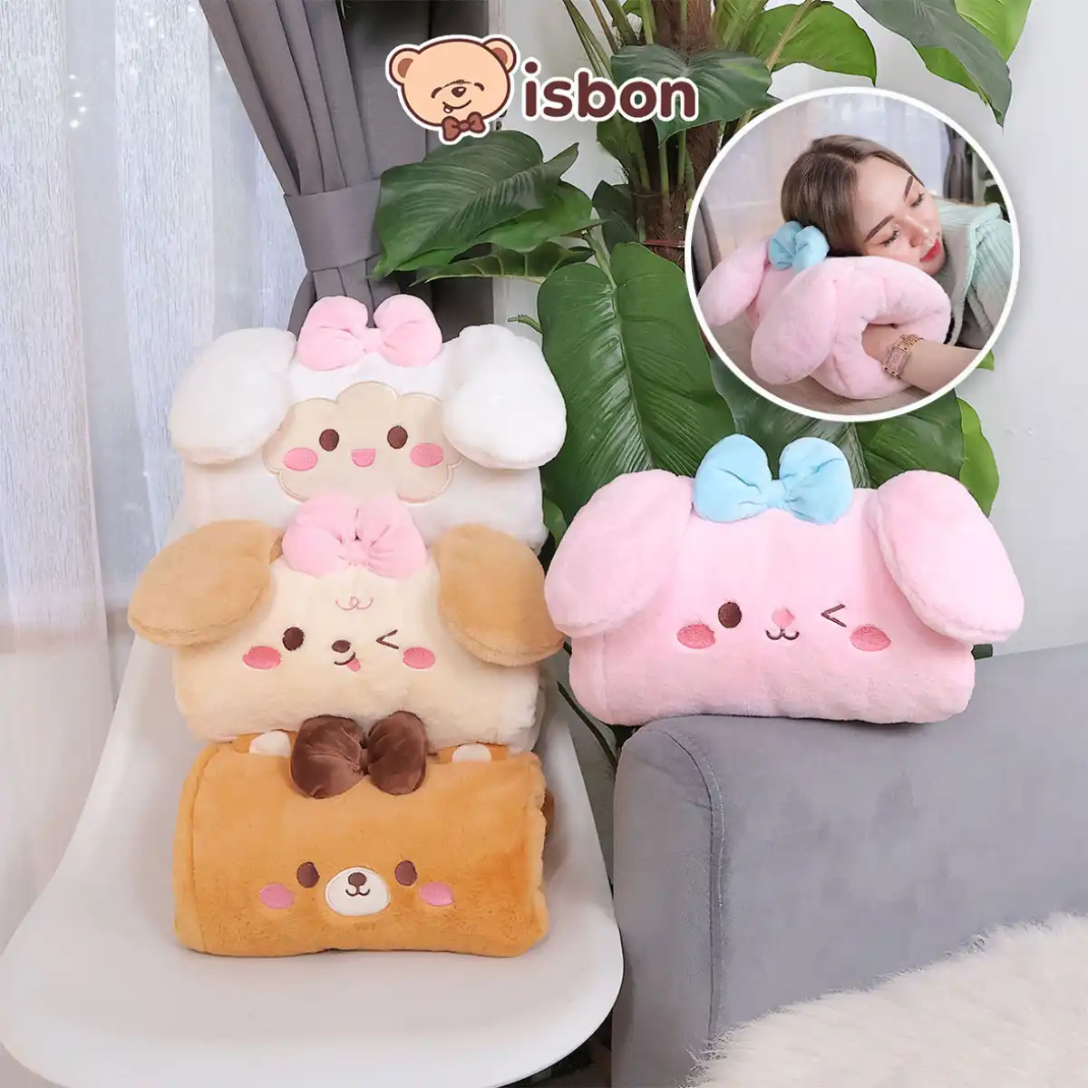 ISTANA BONEKA Penghangat Tangan Roll Joys Bantal Kepala Sandaran Punggung Mainan Anak Empuk Halus Hadiah Spesial Ulang Tahun Anniversary Dog Rabbit Bear