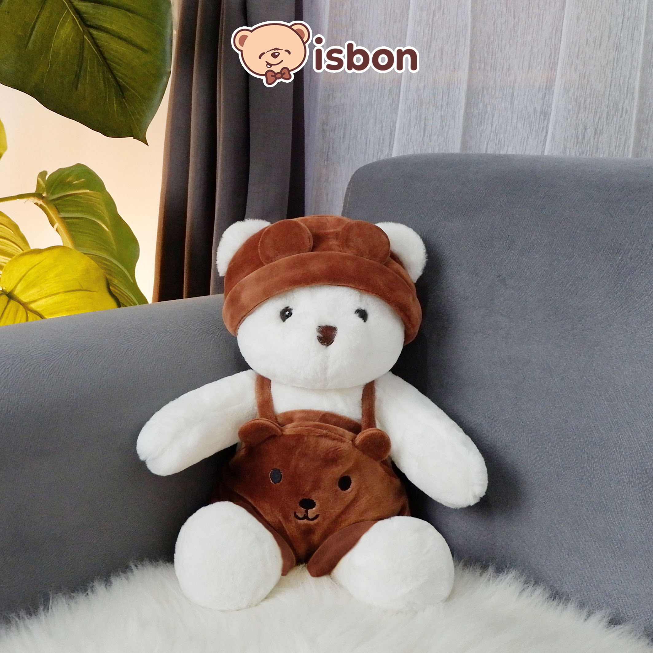 ISTANA BONEKA Beruang Putih Sit Li White 11INCH With Jumpsuit Kepala Bear Mainan Anak Cewek Cowok Hadiah Spesial Bahan Lembut