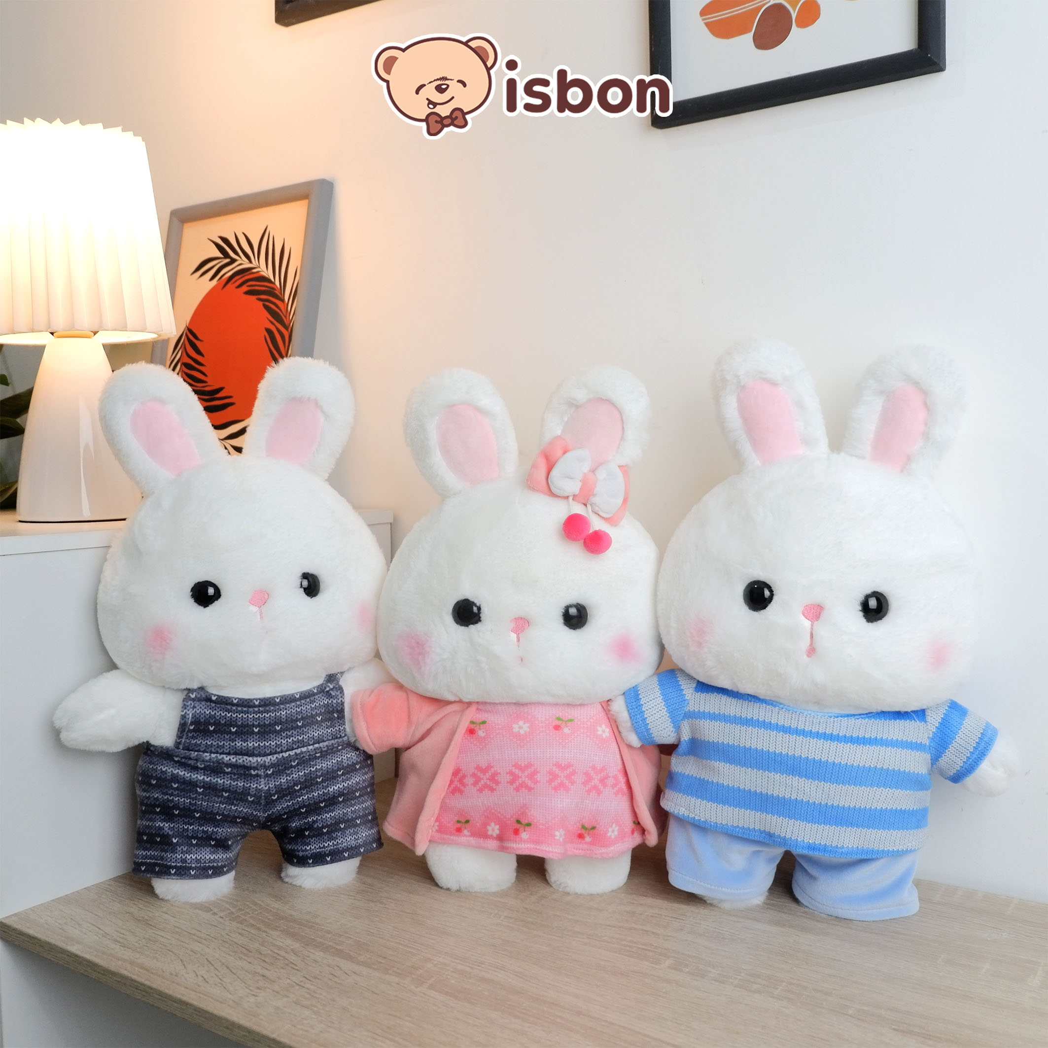 ISTANA BONEKA Kelinci Berdiri STD Bunny Fushion 11in with Baju dan Pita Lucu Rabbit Sweater Mainan Anak Hadiah Spesial Ulang Tahun Cowok Cewek