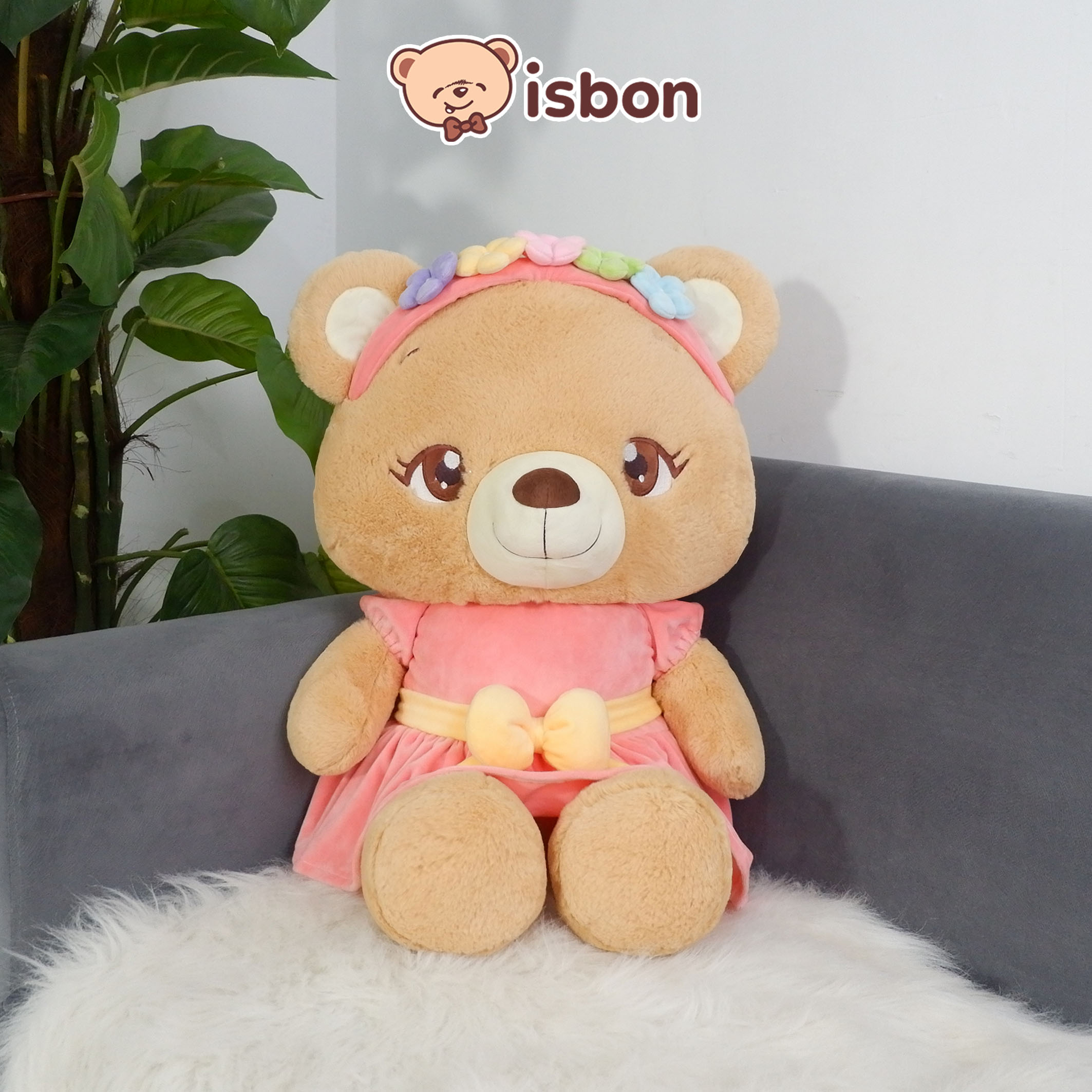 ISTANA BONEKA Beruang Bear Tammy Dress Pink dan Bando 26in Mainan Anak Hadiah Spesial Ulang Tahun Cowok Cewek