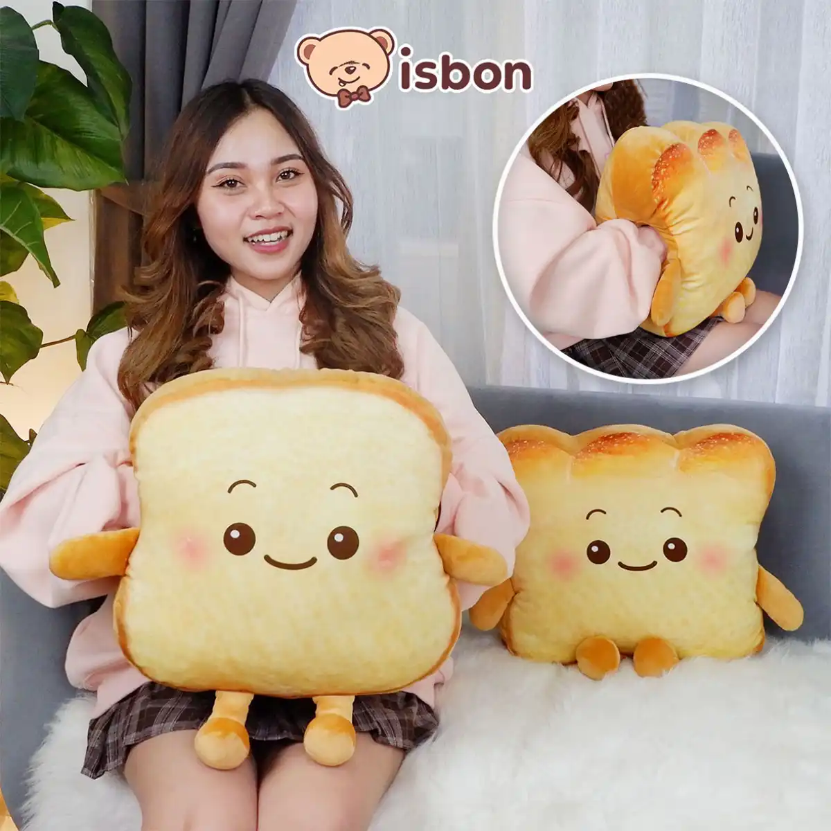 ISTANA BONEKA Roti Toast Warmer Penghangat Tangan Bantal Kepala Sandaran Punggung Mainan Anak Empuk Halus Hadiah Spesial