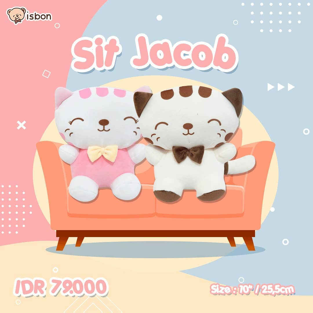 ISTANA BONEKA Kucing Sit Cat Jacob Pink