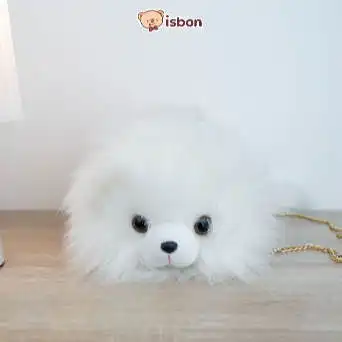 ISTANA BONEKA Tas Selempang Anjing Putih Sling Bag Dog Untuk Bepergian Tempat Barang Bahan Bulu Halus