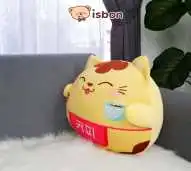 ISTANA BONEKA Bantal Kucing Breakfast Club Bulat Makan Mie Empuk Lembut Halus Mainan Anak Kado Ulang Tahun Spesial Premium