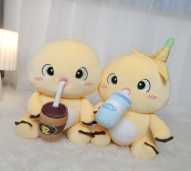 ISTANA BONEKA Sit Don Don 12in Minum Kopi Botol Susu Dino Kuning Lucu Mainan Anak Yellow Dino Mini Cowo Cewe Hadiah Spesial Ulang Tahun
