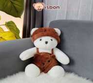 ISTANA BONEKA Beruang Putih Sit Li White 11INCH With Jumpsuit Kepala Bear Mainan Anak Cewek Cowok Hadiah Spesial Bahan Lembut