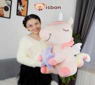 Boneka Unicorn Duduk With Star Rainbow 24in Mainan Anak Hadiah Spesial Premium Istana Boneka