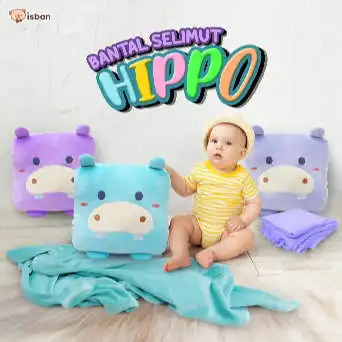 ISTANA BONEKA Bantal Selimut motif Hippo Warna Purple